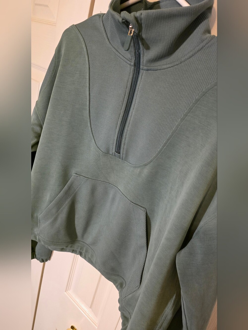Lululemon Brushed Softstreme Ribbed Half Zip In Green Jasper 10 - Picture 9 of 14